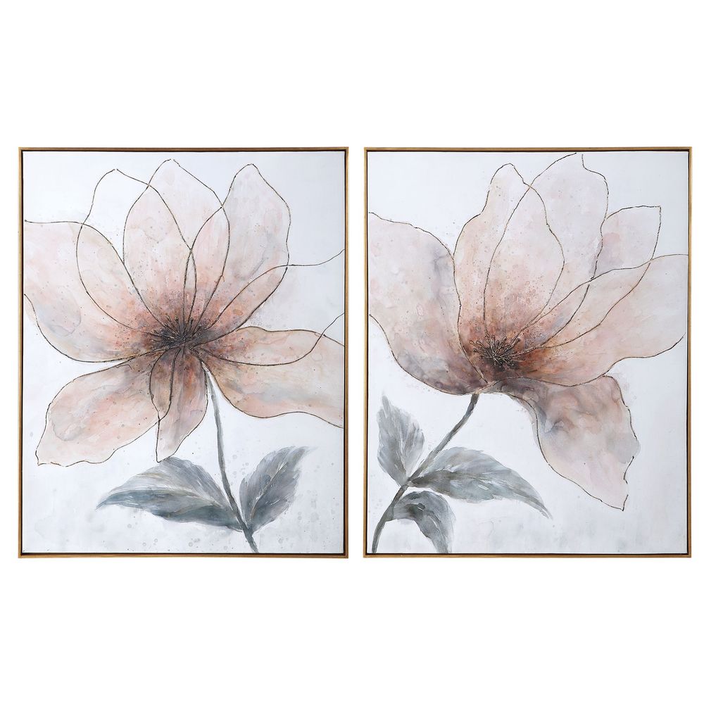 Uttermost Vanishing Blooms Hand Painted Canvases, Set/2