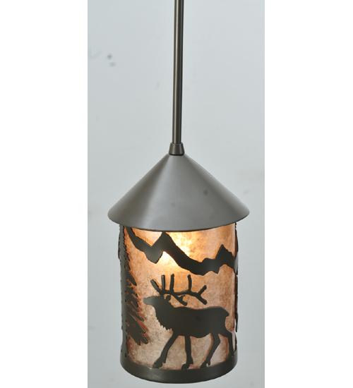 6" Wide Lone Elk Lantern Mini Pendant