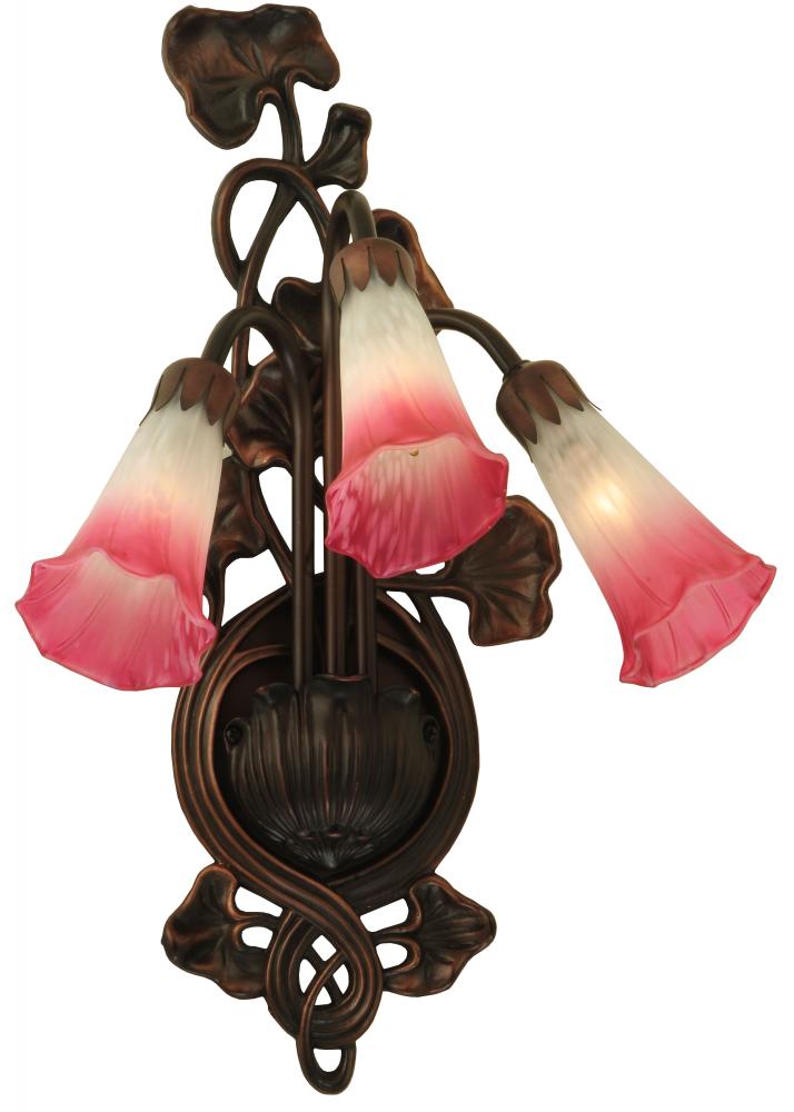 10.5"W Pink/White Pond Lily 3 LT Wall Sconce