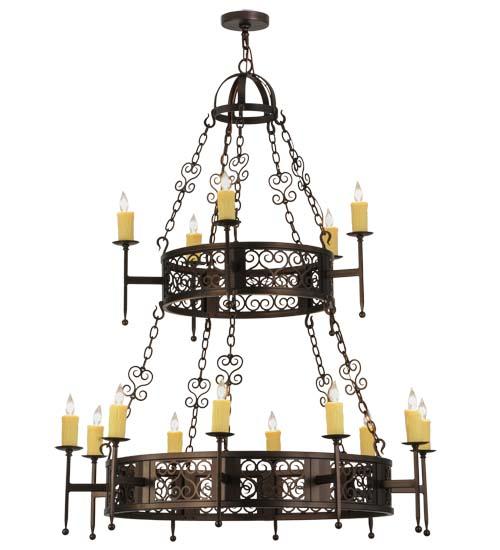 48"W Toscano 15 LT Two Tier Chandelier