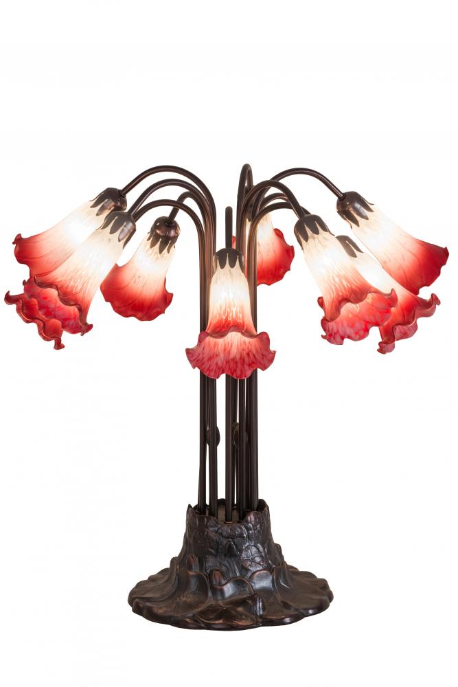 22"H Pink/White Pond Lily 10 LT Table Lamp