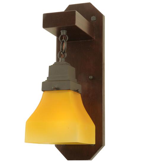 5" Wide Bungalow Frosted Amber Wall Sconce