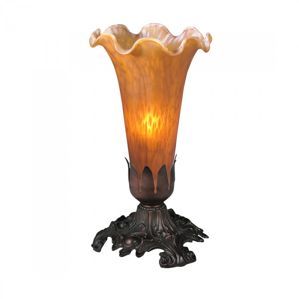 7" High Amber Pond Lily Victorian Mini Lamp