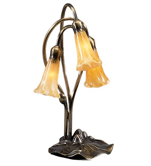 16" High Amber Pond Lily 3 Light Accent Lamp