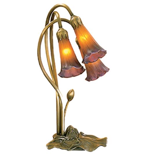 16" High Amber/Purple Pond Lily 3 LT Table Base