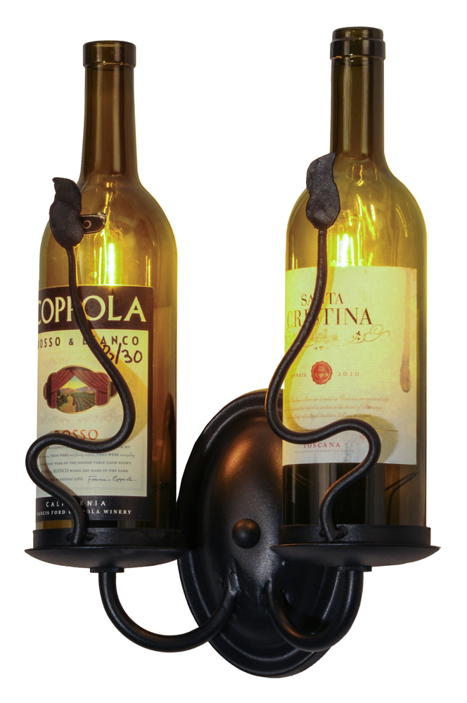 9"W Tuscan Vineyard Personalized 2 Wine Bottle Wall Sconce