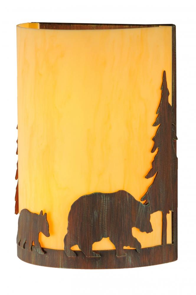 10"W Pine Tree and Bear Wall Sconce