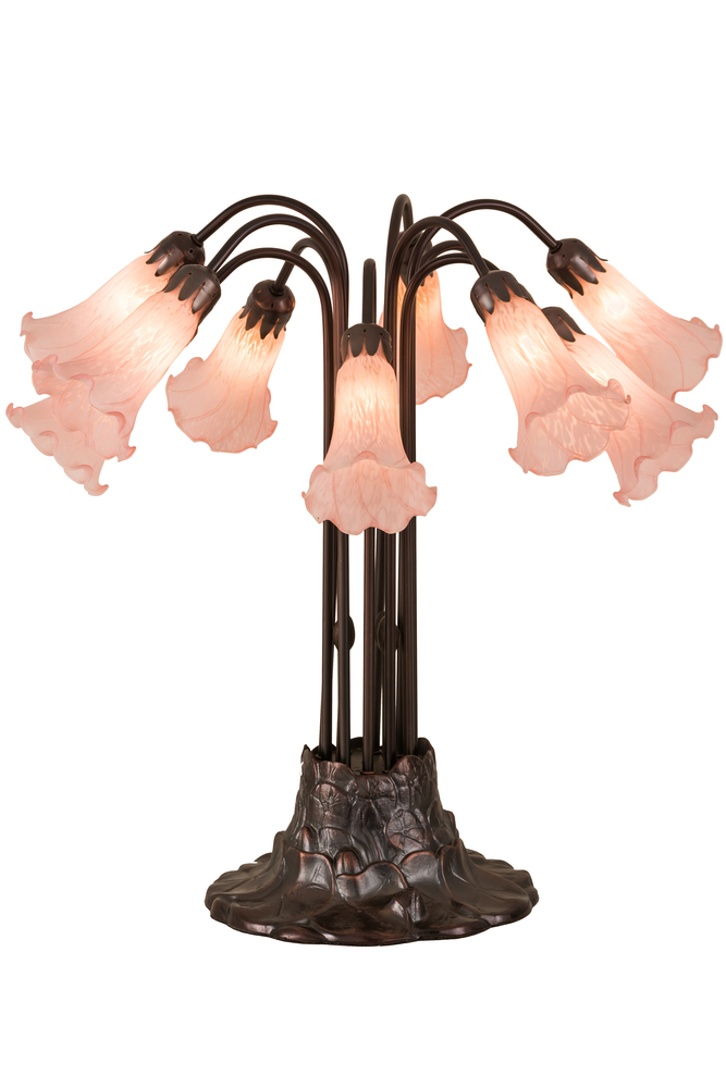 24"H Pink Pond Lily 10 LT Table Lamp