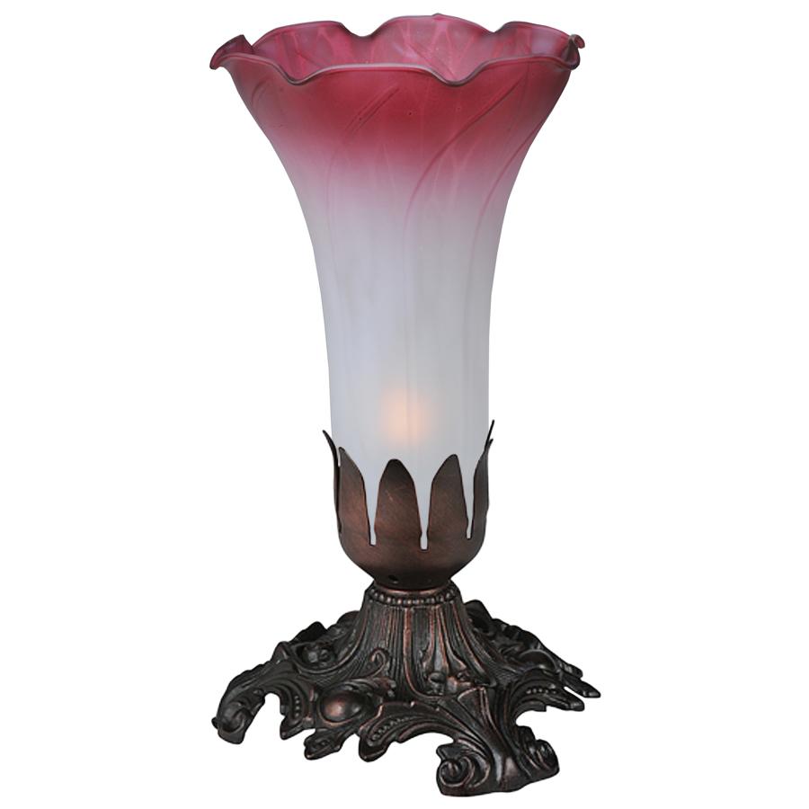 7" High Pink/White Pond Lily Accent Lamp