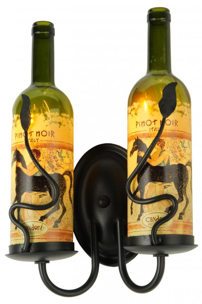 9"W Tuscan Vineyard Personalized 2 LT Wine Bottle Wall Sconce