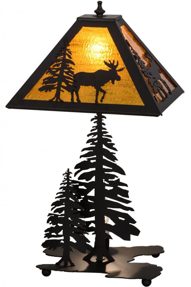 21" High Lone Moose W/Lighted Base Table Lamp