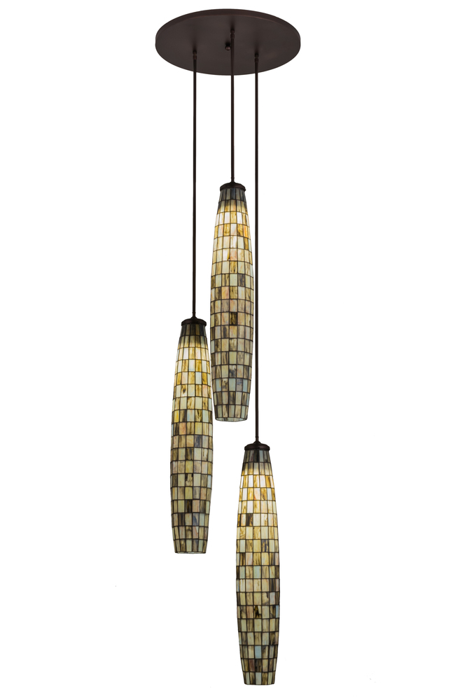 24" Wide Checkers 3 Light Cascading Pendant