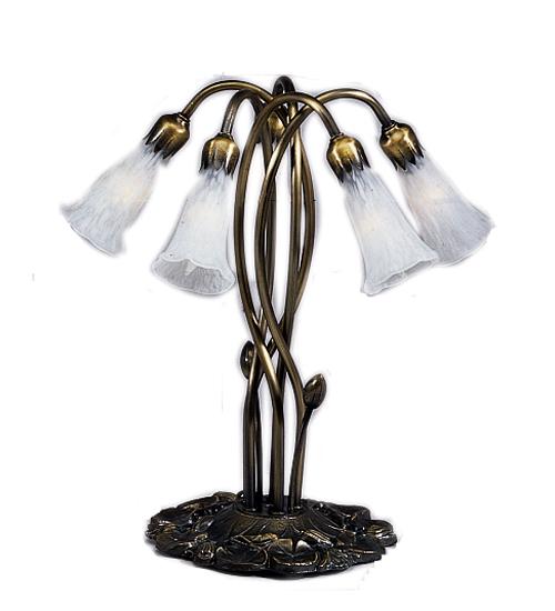 17" High White Pond Lily 5 Light Table Lamp