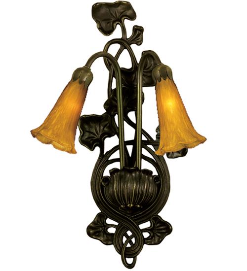 11"W Amber Pond Lily 2 LT Wall Sconce