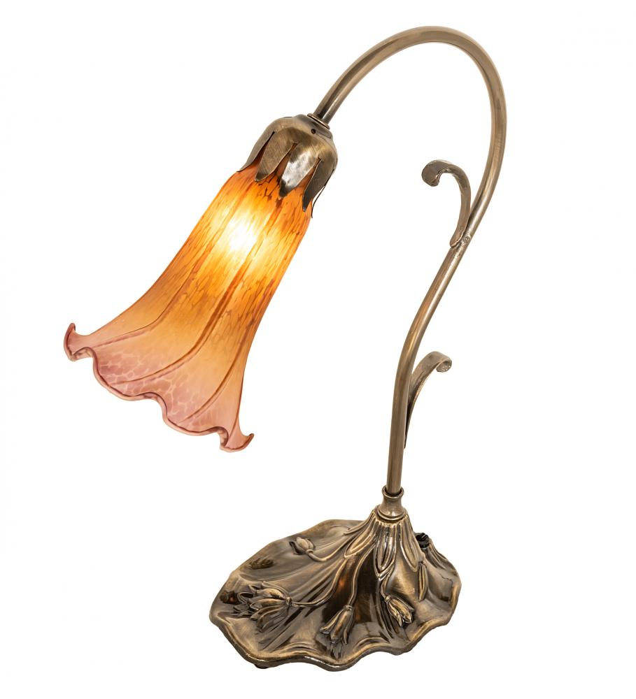 15" High Amber/Purple Tiffany Pond Lily Accent Lamp