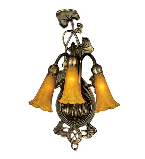 10.5"W Amber Pond Lily 3 LT Wall Sconce