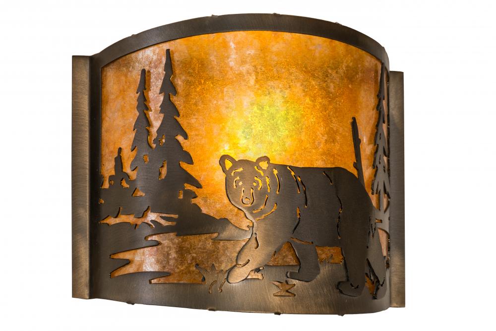 12" Wide Lone Bear Left Wall Sconce