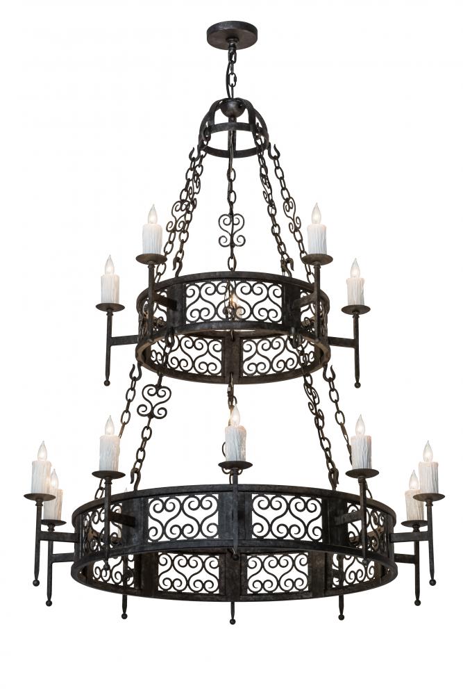 48" Wide Toscano 15 Light Two Tier Chandelier