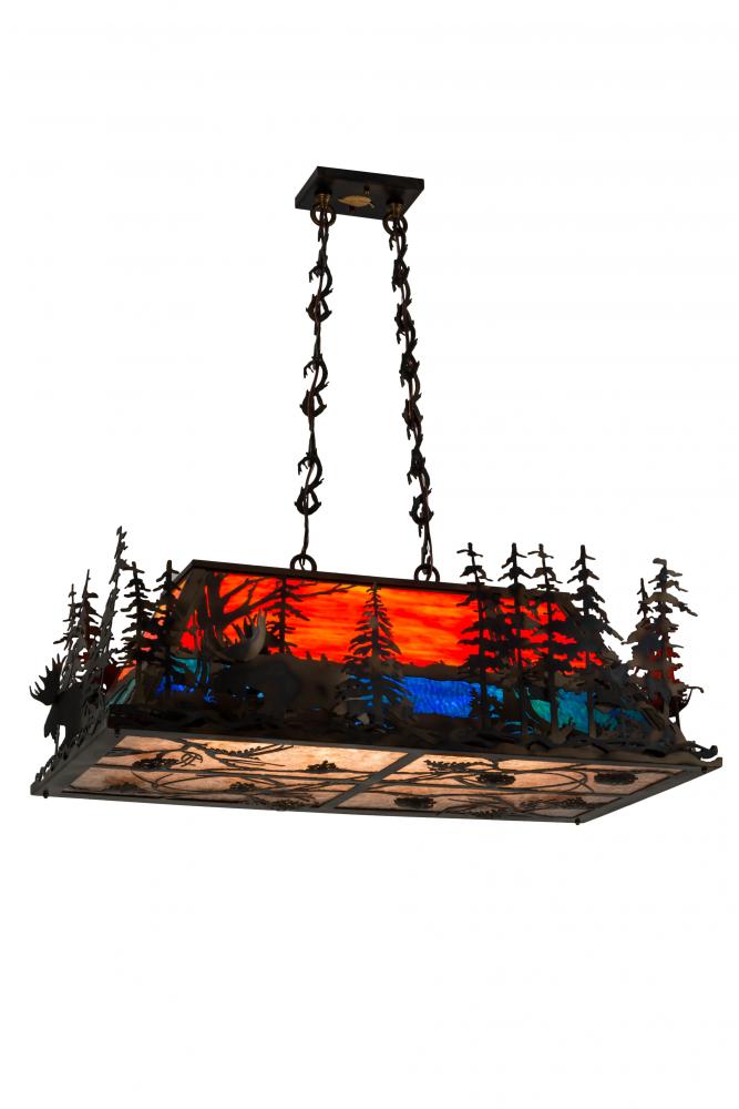 35" Long Moose Through the Trees W/Diffuser Oblong Pendant