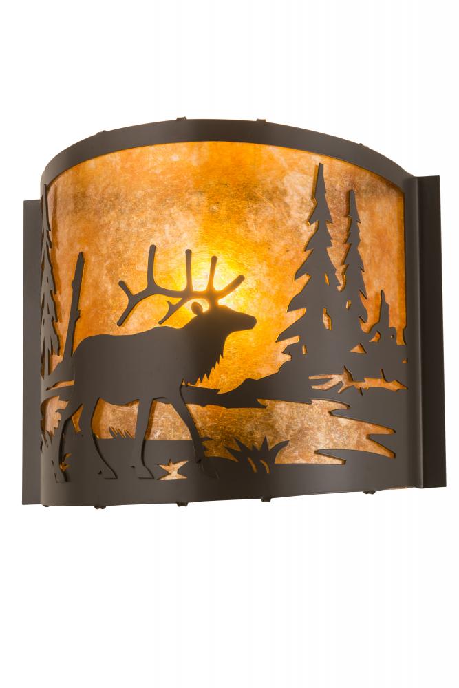 12" Wide Elk at Lake Wall Sconce