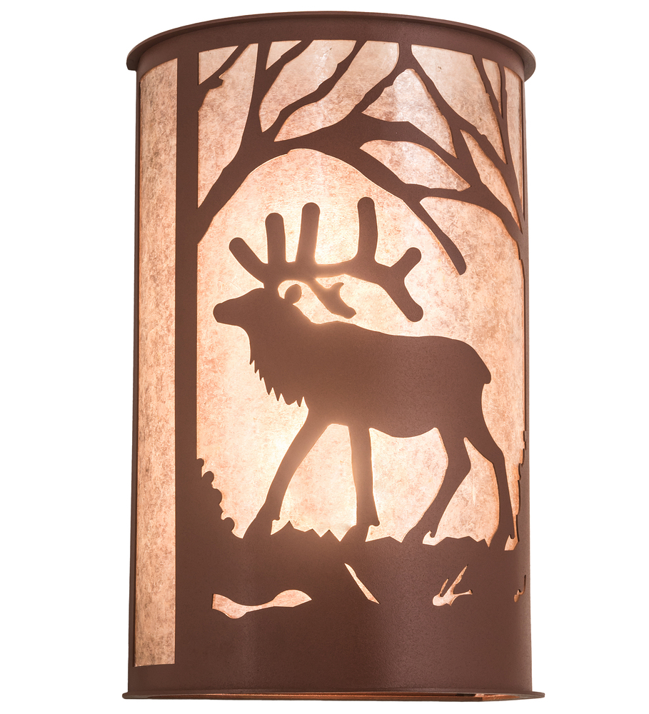 12" Wide Elk at Dawn Wall Sconce