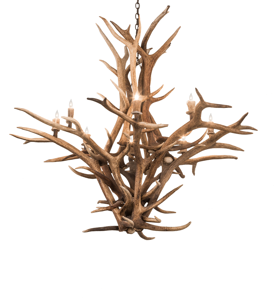 59" Wide Antlers Elk 8 Light Chandelier