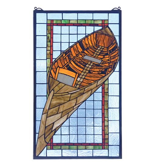 15" Wide X 25" High Guideboat Stained Glass Window
