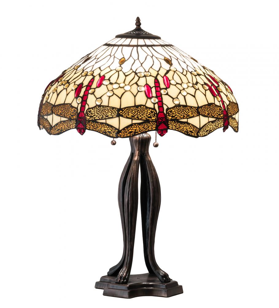 30" High Tiffany Hanginghead Dragonfly Table Lamp