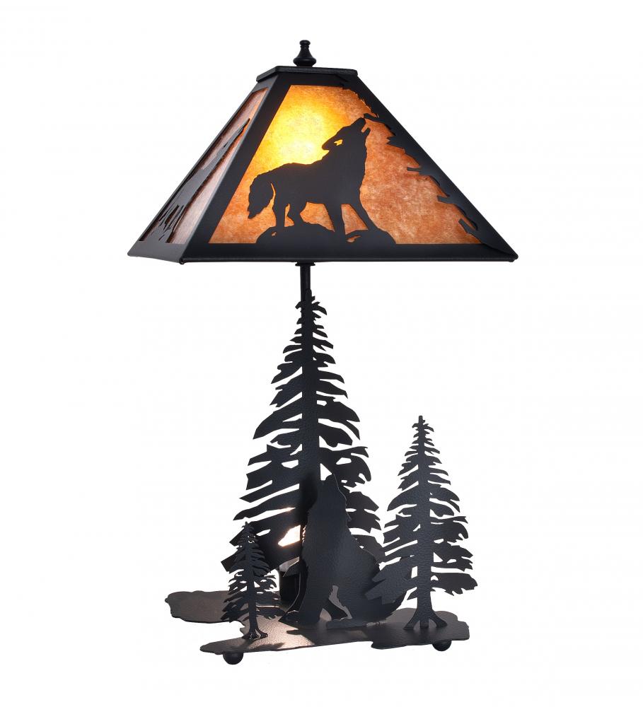 22" High Wolf at Dawn W/Lighted Base Table Lamp