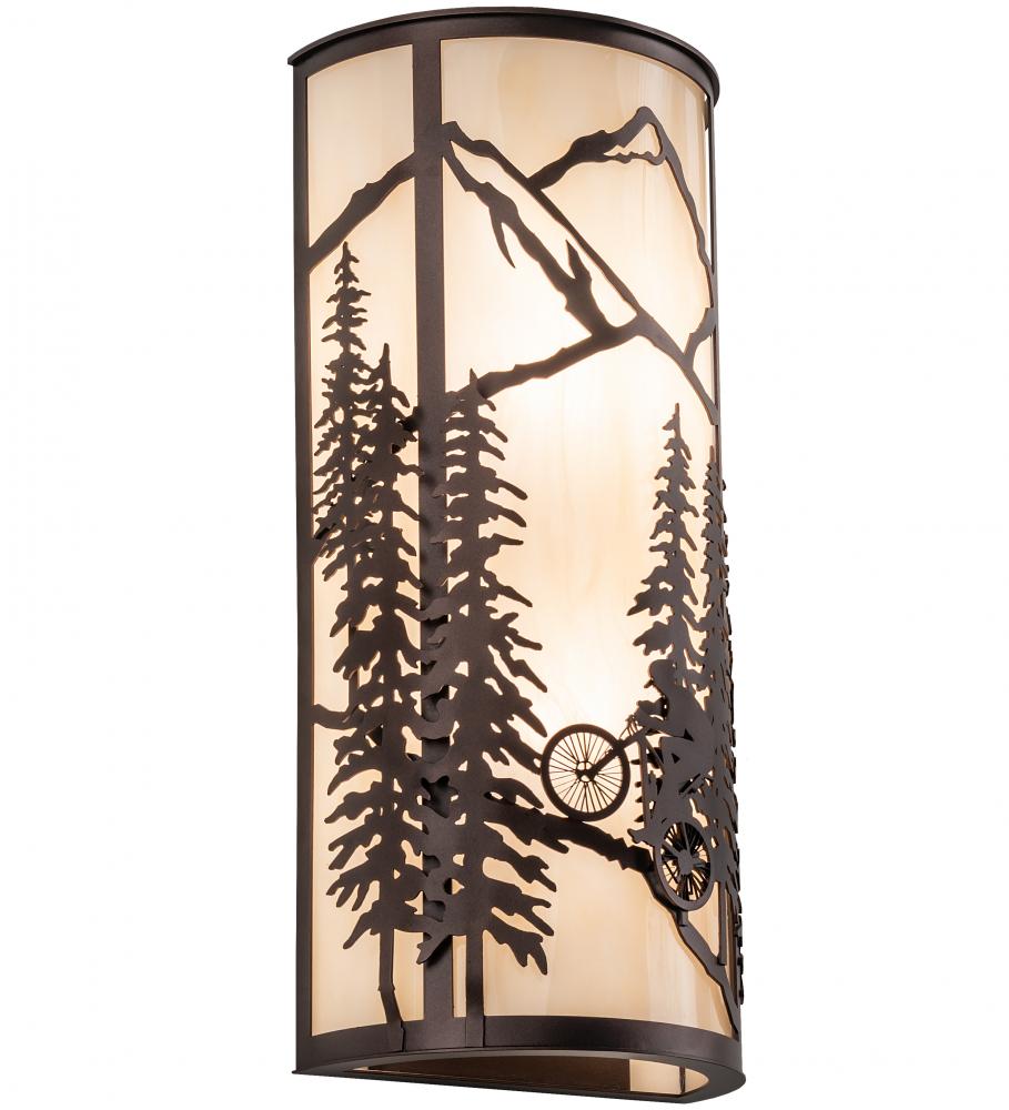8" Wide Tall Pines Mountain Biker Wall Sconce