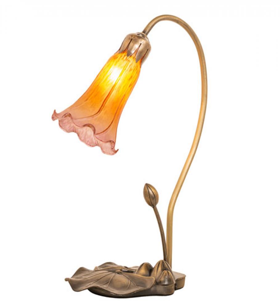 16" High Amber/Purple Tiffany Pond Lily Accent Lamp