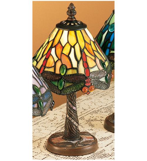 12"H Tiffany Hanginghead Dragonfly w/ Twisted Fly Mosaic Base Mini Lamp