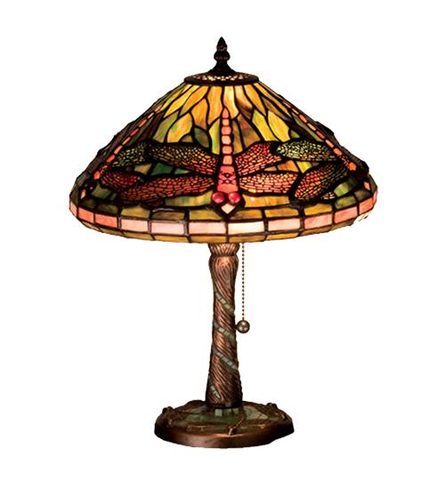 16"H Tiffany Dragonfly w/ Twisted Fly Mosaic Base Accent Lamp