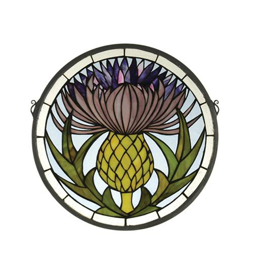 17"W X 17"H Thistle Stained Glass Window
