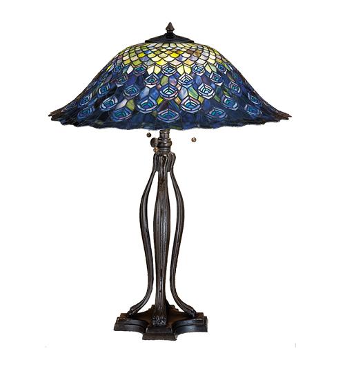 30"H Tiffany Peacock Feather Table Lamp