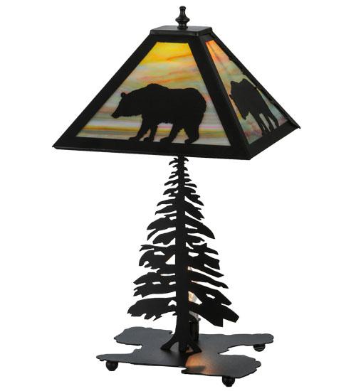 21.5" High Lone Bear W/Lighted Base Table Lamp
