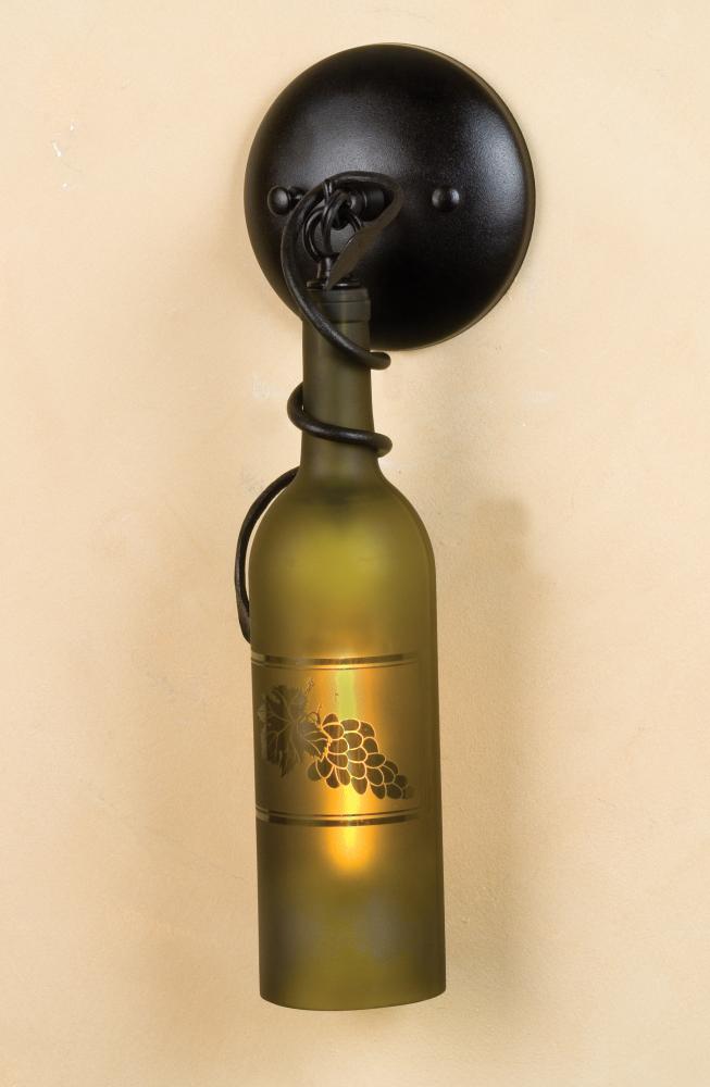 5"W Tuscan Vineyard Etched Grapes Wine Bottle Wall Sconce
