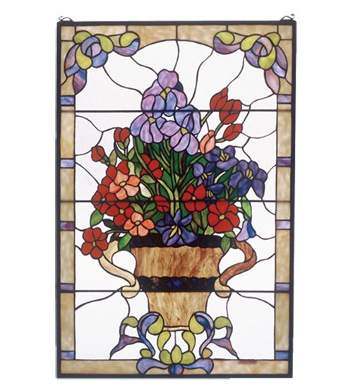 24"W X 36"H Floral Arrangement Stained Glass Window
