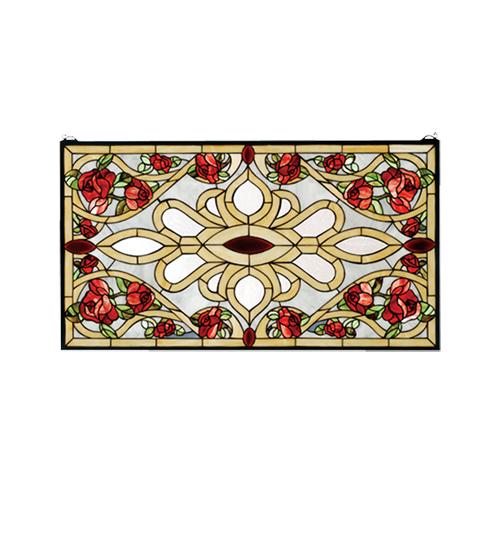 36"W X 20"H Bed of Roses Stained Glass Window
