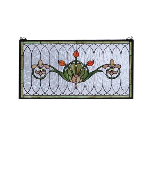 26"W X 14"H Tulip & Fleurs Stained Glass Window