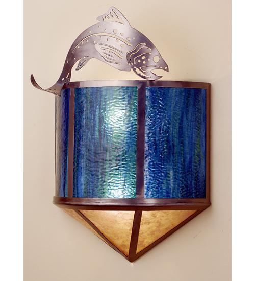 14" Wide Leaping Trout Wall Sconce