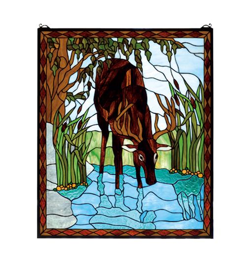 25"W X 30"H Deer Stained Glass Window