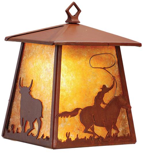 7.5" Wide Cowboy & Steer Hanging Wall Sconce