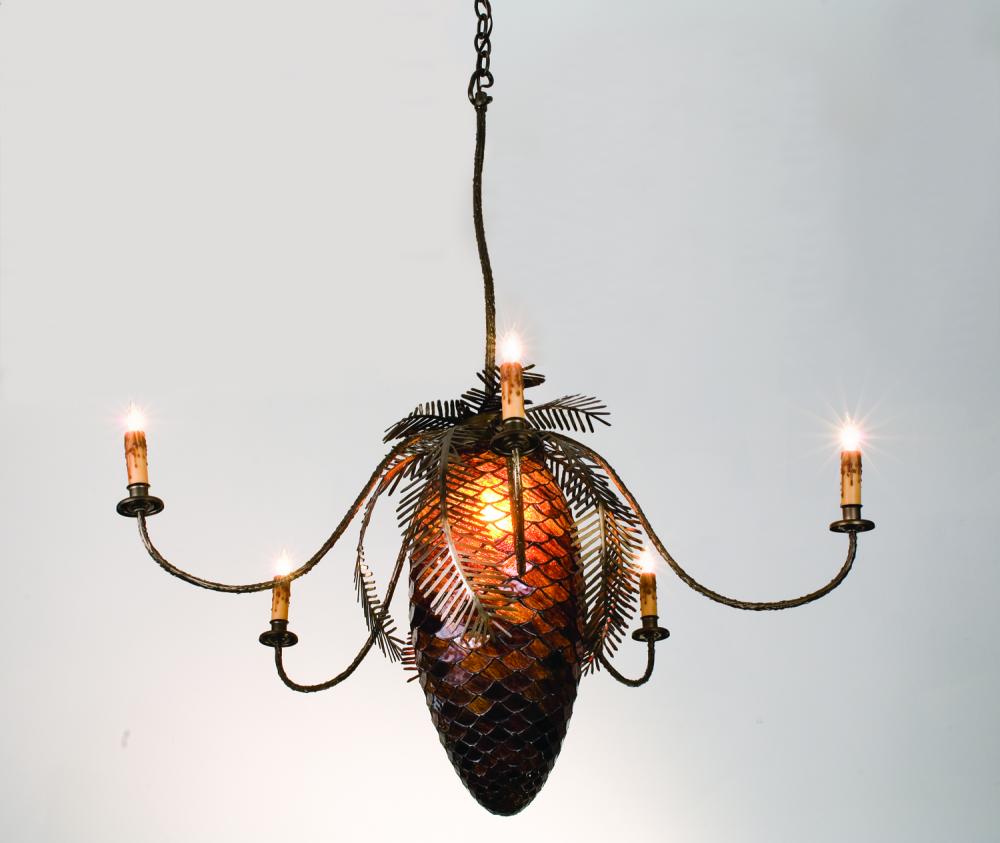 36" Wide Pinecone 5 Light Chandelier