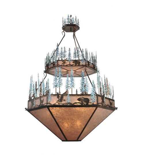 60" Wide Wildlife at Pine Lake 2 Tier Inverted Pendant