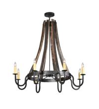 Meyda White 108810 - 43"W Barrel Stave Madera 8 LT Chandelier