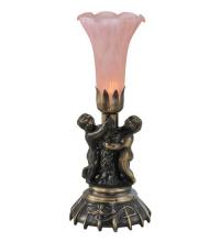 Meyda White 11015 - 13" High Pink Tiffany Pond Lily Twin Cherub Accent Lamp