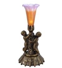 Meyda White 11500 - 12" High Amber/Purple Pond Lily Twin Cherub Mini Lamp