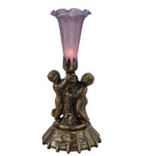 Meyda White 11642 - 12" High Lavender Pond Lily Twin Cherub Mini Lamp