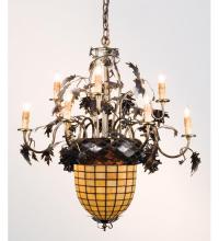 Meyda White 12753 - 28.5"W Greenbriar Oak 9 Arm Chandelier